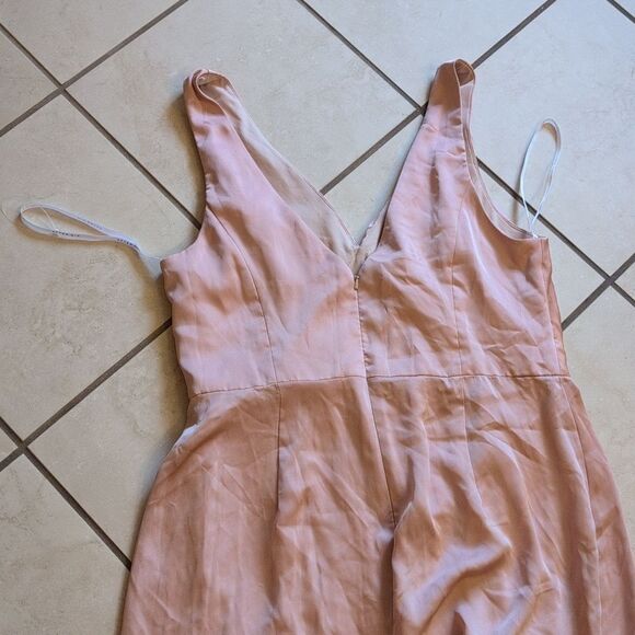NWOT After Six Whisper Satin Maxi Dress Draped Tulip Gown Toasted Sugar Pink 14 - Picture 3 of 15